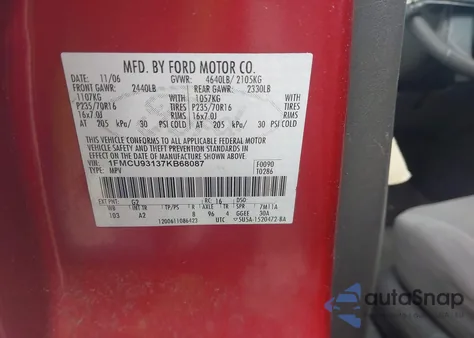 2007 Ford Escape Xlt/Xlt Sport из США, поврежденный, VIN 1FMCU93137KB68087